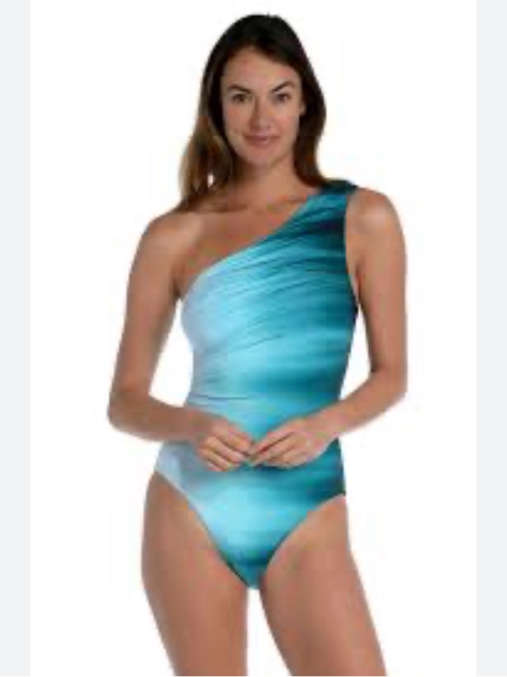 La Blanca Ocean Oasis Shirred One Shoulder One Piece Swimsuit- never worn